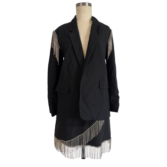 Steve Madden Jackets & Blazers - Black Silver Fringe set - size S/M